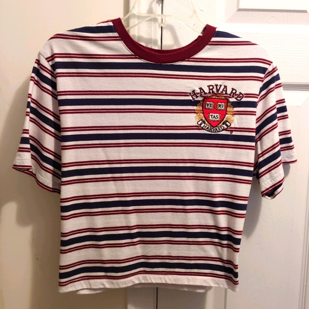 Harvard University Embroid Horizontal Stripes Crop